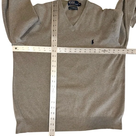 Polo Ralph Lauren Pima Cotton V-Neck Sweater Mens Gray Pullover Sweatshirt XL - Picture 5 of 6